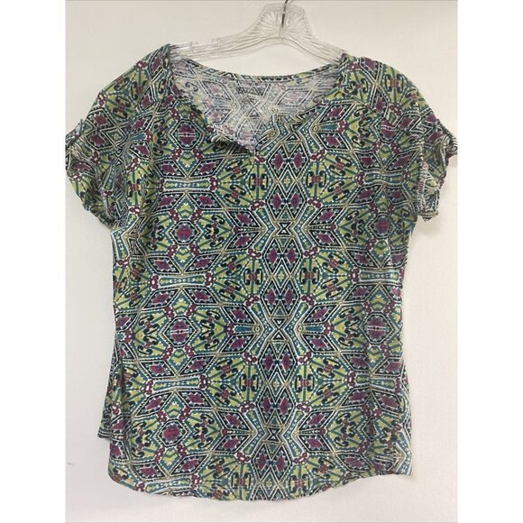 ND New Directions Weekend Women’s Top Cap Sleeve Multicolor Geometric Size S - Picture 1 of 4